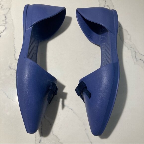 NATIVE Sz 11 Slide Pointy Toe Flats Shoes with Bow Lavender Blue Colourw… - Picture 7 of 13